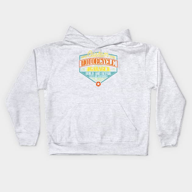 Custom Motorcycle Garage Los Angeles Kids Hoodie by BrillianD